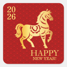 Pegatina Cuadrada Chinese New year of the Horse 2026