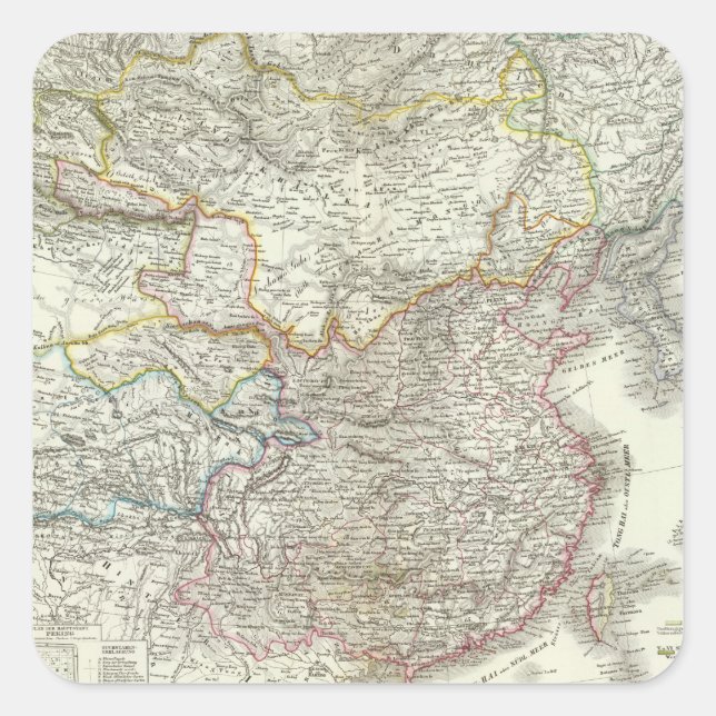 Pegatina Cuadrada Chinesische Reich - Imperio Chino (Anverso)