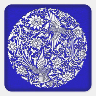 Pegatina Cuadrada Chino Phoenix