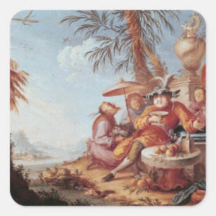 Pegatina Cuadrada Chinoiserie