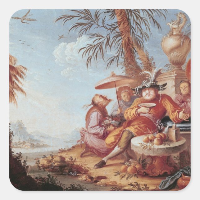 Pegatina Cuadrada Chinoiserie (Anverso)