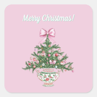 Pegatina Cuadrada Chinoiserie Design Christmas Sticker