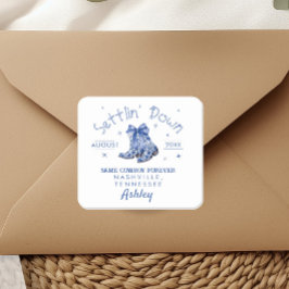 Pegatina Cuadrada Chinoiserie Despedida de soltera de fiesta de asen