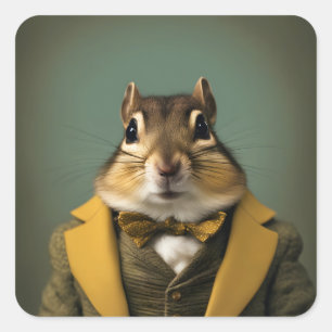 Pegatina Cuadrada Chipmunk inteligente