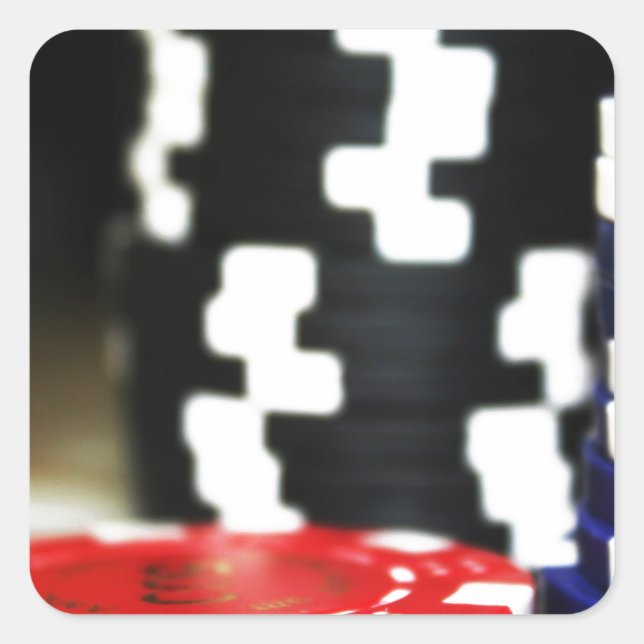 Pegatina Cuadrada Chips Gambling Casino Ganar juego Luck Risk Bet (Anverso)
