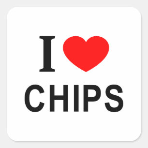 PEGATINA CUADRADA ❤️ CHIPS ME AMO CHIPS I HEART CHIPS
