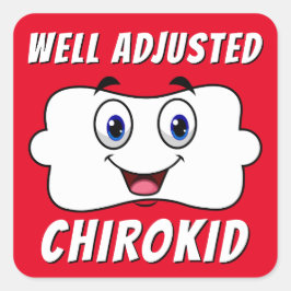 Pegatina Cuadrada Chiro bien ajustado niño feliz quiropráctico de vé