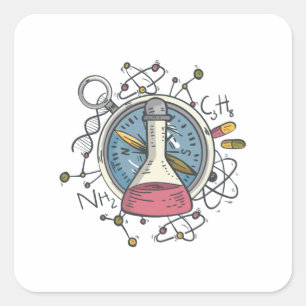 Pegatina Cuadrada Chiste de Química Ciencia Divertida