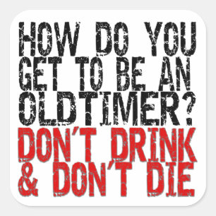 Pegatina Cuadrada Chiste de tiempo antiguo de recuperación