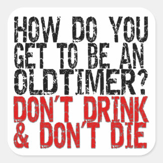 Pegatina Cuadrada Chiste de tiempo antiguo de recuperación