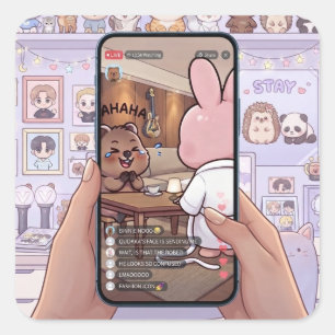Pegatina Cuadrada Chiste interno de fandom de K-Pop Stray Pig Rabbit