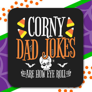 Pegatina Cuadrada Chiste Ojo Rollo Halloween Corny Dad Chistes Hallo