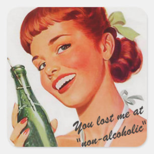 Pegatina Cuadrada Chiste publicitario retro soda