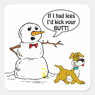 Pegatina Cuadrada Chiste Snowman