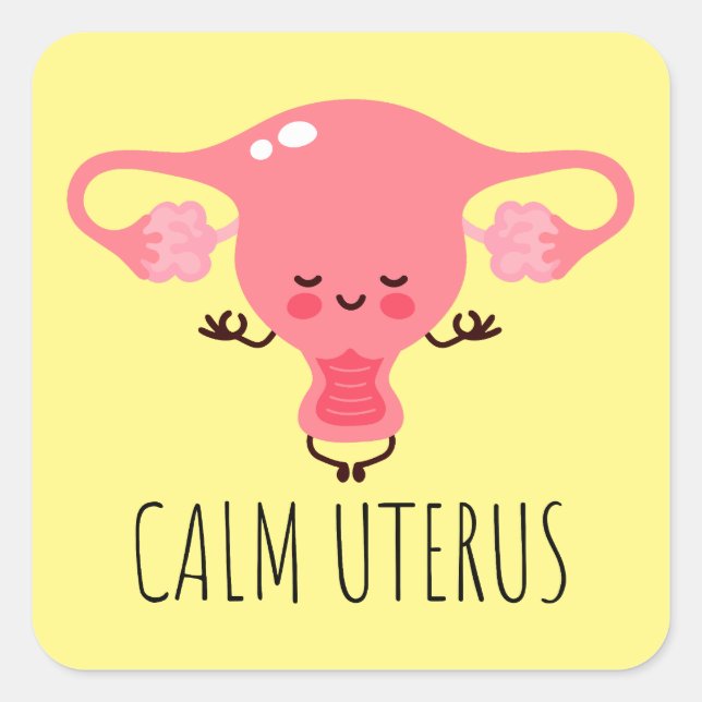Pegatina Cuadrada Chistes Uterus/Uterus Puns/Uterus (Anverso)
