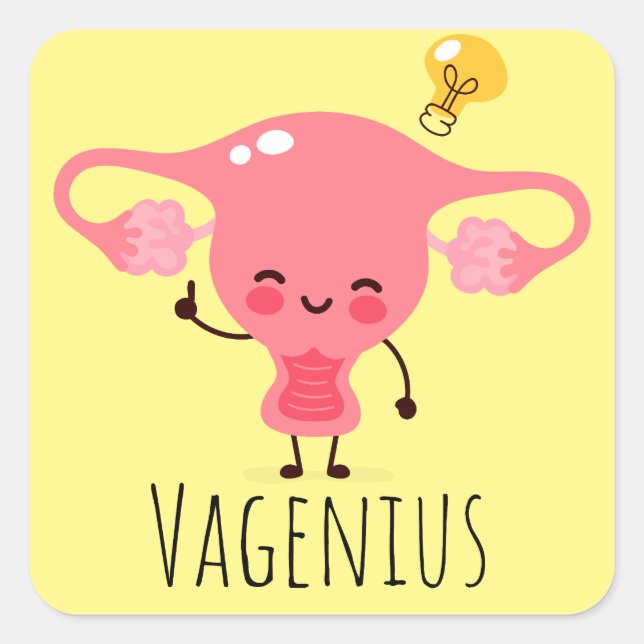 Pegatina Cuadrada Chistes Vagenius / Uterus Puns / Uterus (Anverso)
