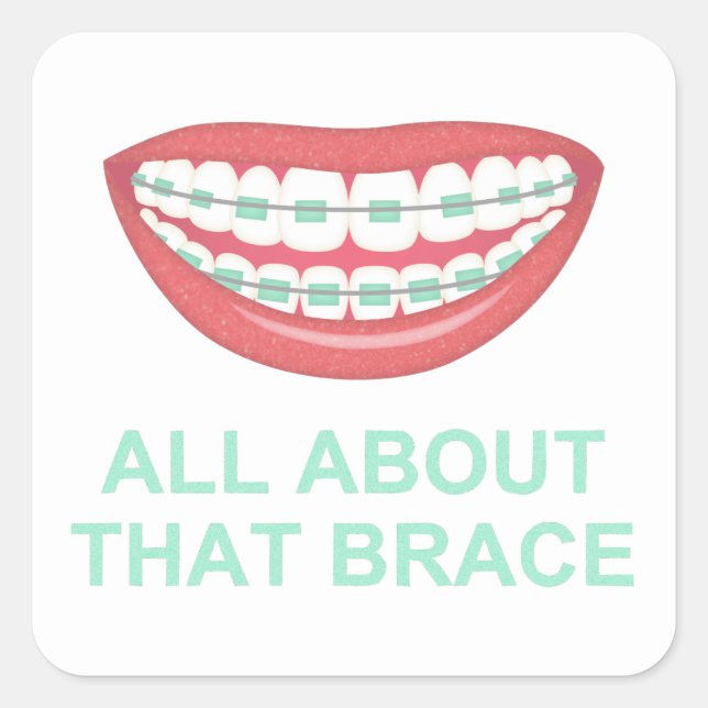 Pegatina Cuadrada Chistoso sobre los brackets (Anverso)