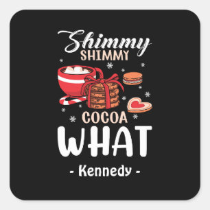 Pegatina Cuadrada Chocolate caliente y galletas navidades