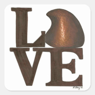 Pegatina Cuadrada Chocolate Drop I Love You El día de San Valentín C