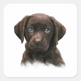 Pegatina Cuadrada Chocolate Labrador