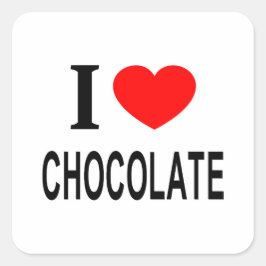 PEGATINA CUADRADA ❤️ CHOCOLATE ME ENCANTA CHOCOLATE CORAZÓN CHOCOLAT
