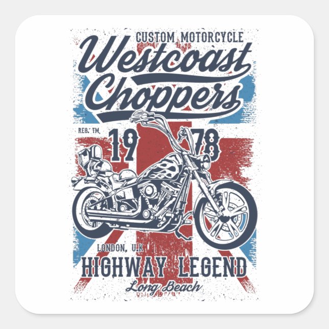 Pegatina Cuadrada Choppers de Westcoast (Anverso)