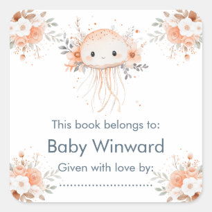 Pegatina Cuadrada Chorreada Floral Medusa Baby Shower