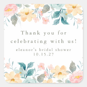 Pegatina Cuadrada Chorreo de agradecimiento personalizado para fiest