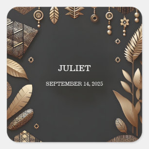 Pegatina Cuadrada Chorro Africano Tradicional Despedida de Soltera N