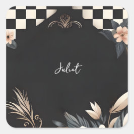 Pegatina Cuadrada Chorro de la novia ilustrado creativo de Retro Stu