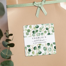 Pegatina Cuadrada Chorro Nupcial Moderno y Elegante con Vegetación