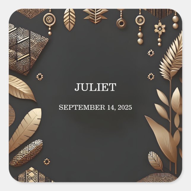 Pegatina Cuadrada Chorro Nupcial Tradicional Africano Marrón Nigeria (Anverso)