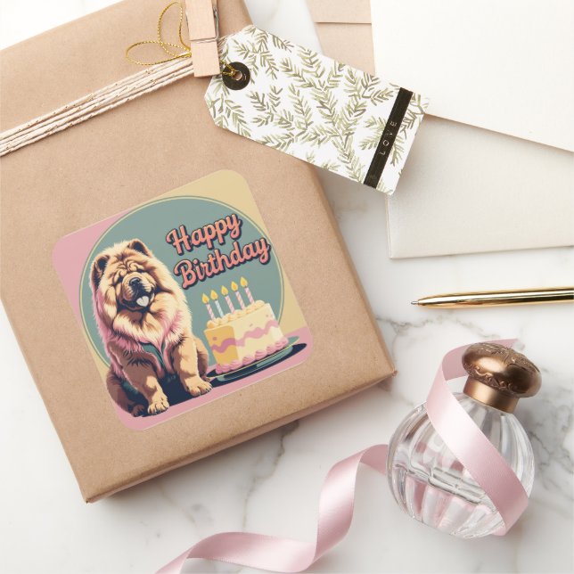 Pegatina Cuadrada Chow Chow Colorful (Regalar)
