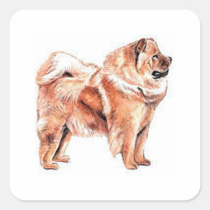 Pegatina Cuadrada Chow Chow Red