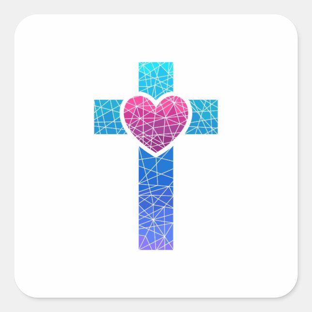 Pegatina Cuadrada Christian Cross (Anverso)