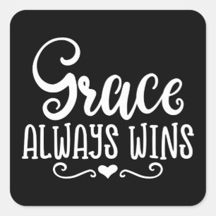 Pegatina Cuadrada Christian Design Grace siempre gana