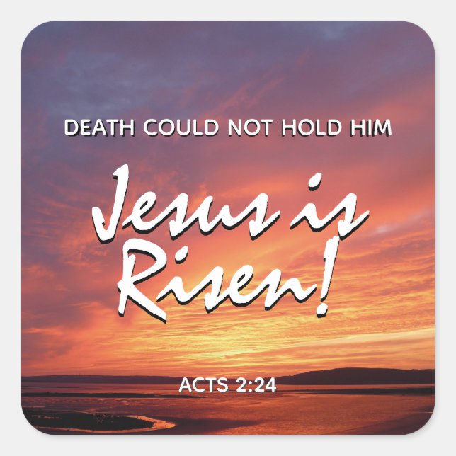 Pegatina Cuadrada Christian JESUS ES LA Pascua RISEN (Anverso)