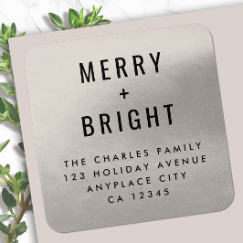 Pegatina Cuadrada Christmas Address Label | Metallic Holiday Sticker