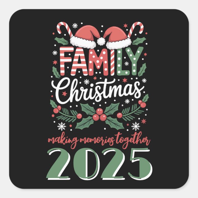 Pegatina Cuadrada Christmas: Family Christmas 2025 Matching Outfit  (Anverso)