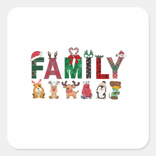 Pegatina Cuadrada Christmas Family Matching Shirts | holiday family  (Anverso)
