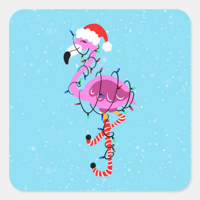 Pegatina Cuadrada Christmas Flamingo (Anverso)