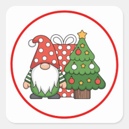 Pegatina Cuadrada Christmas Gnome Santa Sticker Pack Cute Holiday De