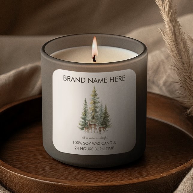 Pegatina Cuadrada Christmas Pine Trees & Deers Candle Labels (Subido por el creador)