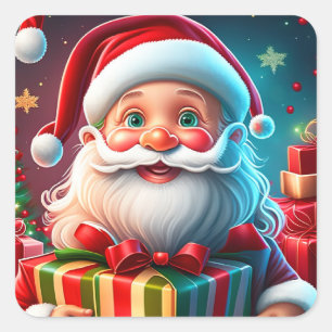 Pegatina Cuadrada Christmas Santa Claus