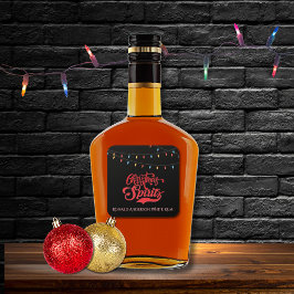 Pegatina Cuadrada Christmas Spirits Custom Name Holiday Lights Black