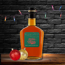 Pegatina Cuadrada Christmas Spirits Custom Name Holiday Lights Green