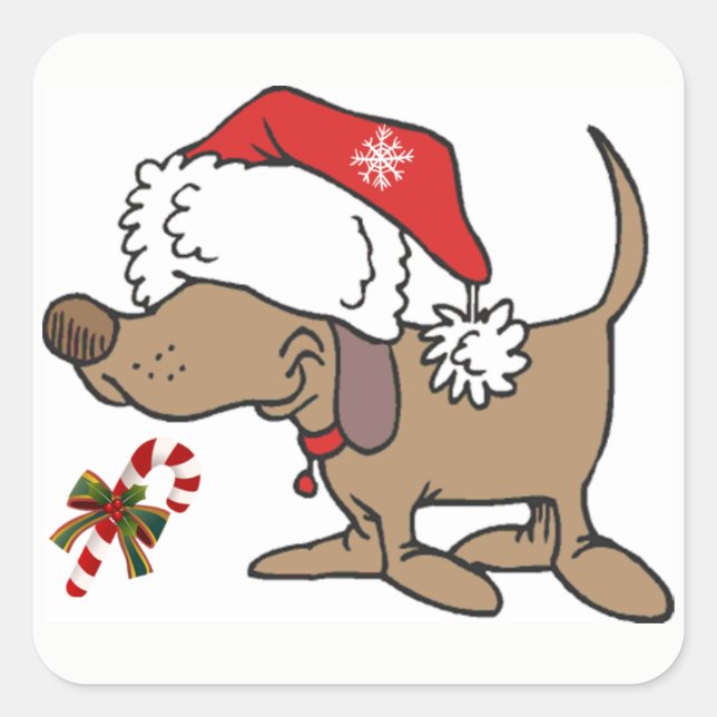 PEGATINA CUADRADA *CHRISTMAS STICKER* CON **NAVIDADES DOGGIE** (Anverso)