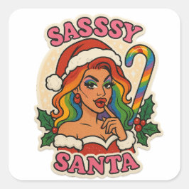 Pegatina Cuadrada Christmas Sticker – Drag Queen Holiday Pride