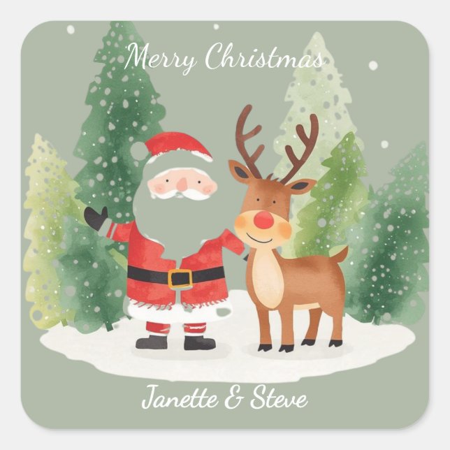 Pegatina Cuadrada Christmas Sticker - Festive fun from a couple  (Anverso)