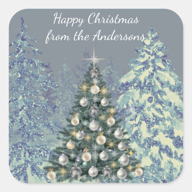 Pegatina Cuadrada Christmas Sticker for Gift Wrapping with Style  (Anverso)